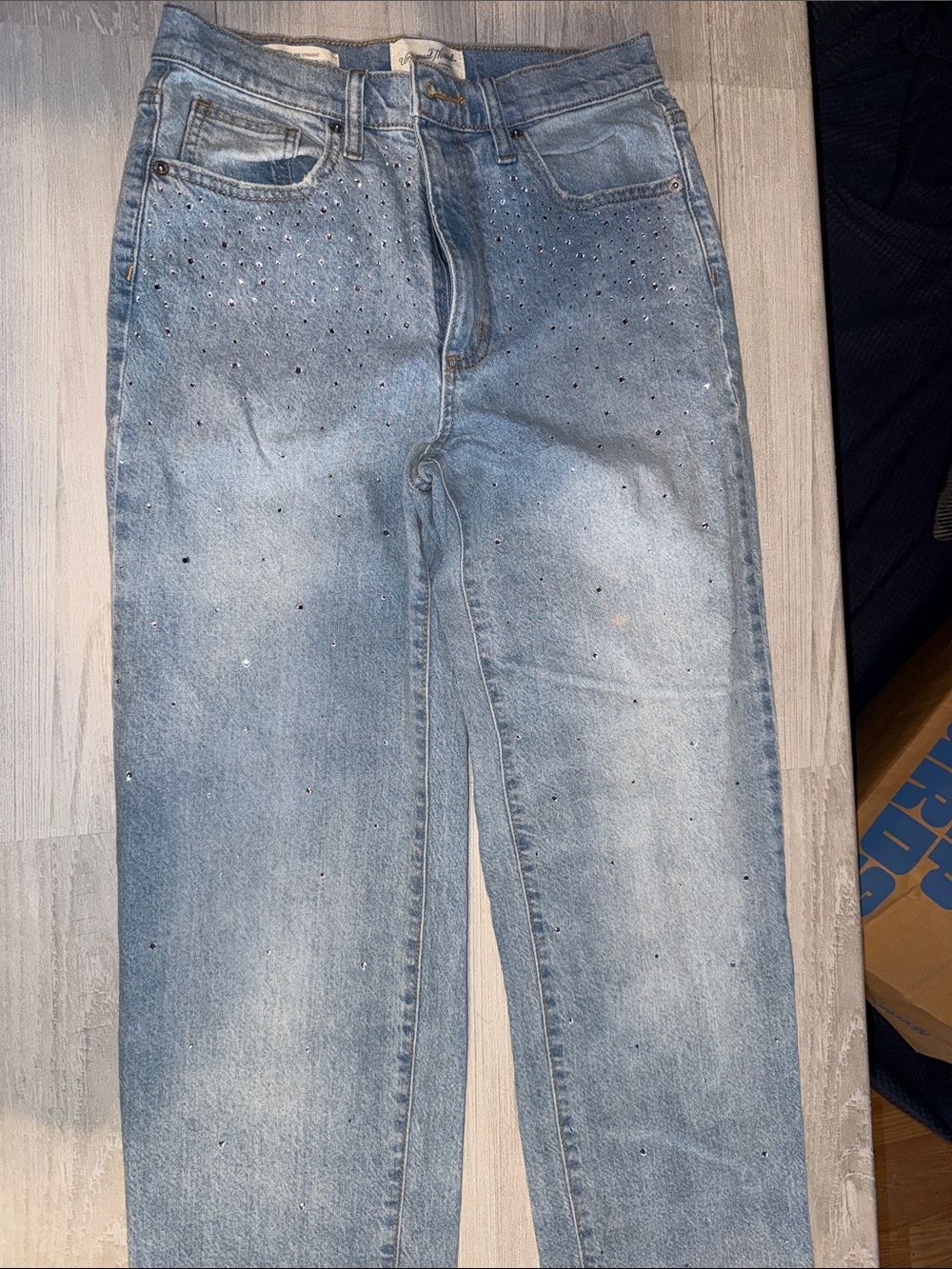 Universal Thread Light Wash High-Rise Jeans with Rhinestone Accent